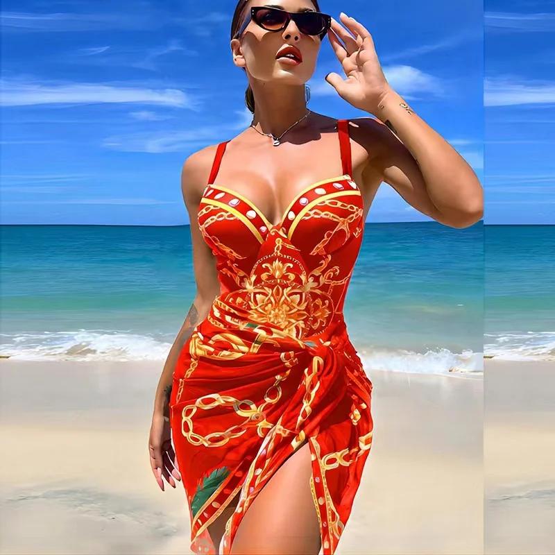 2025 Luxury New Two Piece Women Bikini Set Push Up Floral Printed Bikini Strappy Bandage Swimwear Brazilian Biquini Bathing Suit