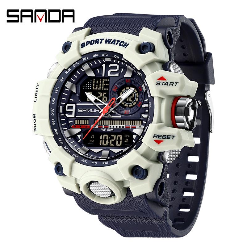 Sanda Youth Fashion Luminous Waterproof Shockproof Alarm Men's Watch