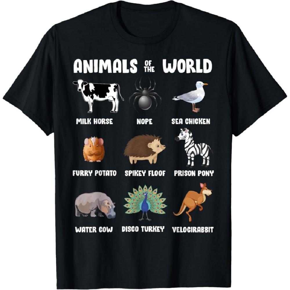 

Animals Of The World Gift Tee Funny Rare Animals Memes T-Shirt(1) S