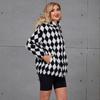 2022 European & American Women's Hooded Faux Fur Plaid Coat