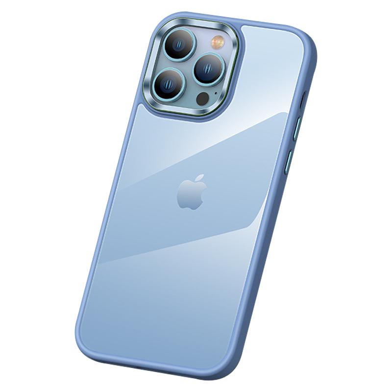 Anti-Scratch Phone Case for iPhone 15 Pro Max Slim Clear PC+TPU Phone Shell with Metal Lens Frame