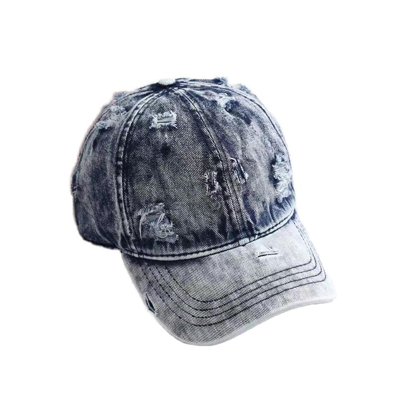 Women's Summer New Style Washed Hole Baseball Hat Trendy Custom Logo Baseball Hat