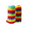 Women Japanese Rainbow Colorful Plush Leg Warmer Socks Winter Warm Fuzzy Boot Cuffs Knee Length Furry Leg Cover Sleeve