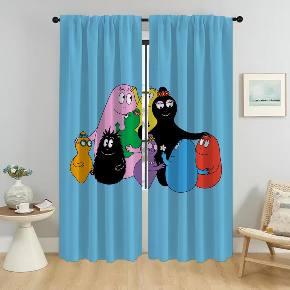 Window Curtain for Room 2 Panel Les Barbapapa Curtains Child Room Shades Tulle for Bedroom Partition Halloween Decoration Living