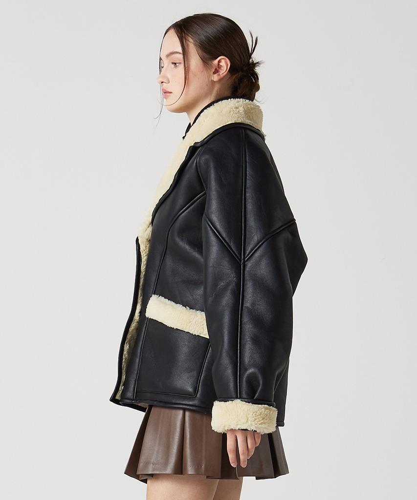 Awesome Studio Leather Shearling Jacket Black