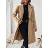 Women's Lapel Long Sleeve Wool Coat Straight Fit Solid Color Urban Commuter Long Overcoat