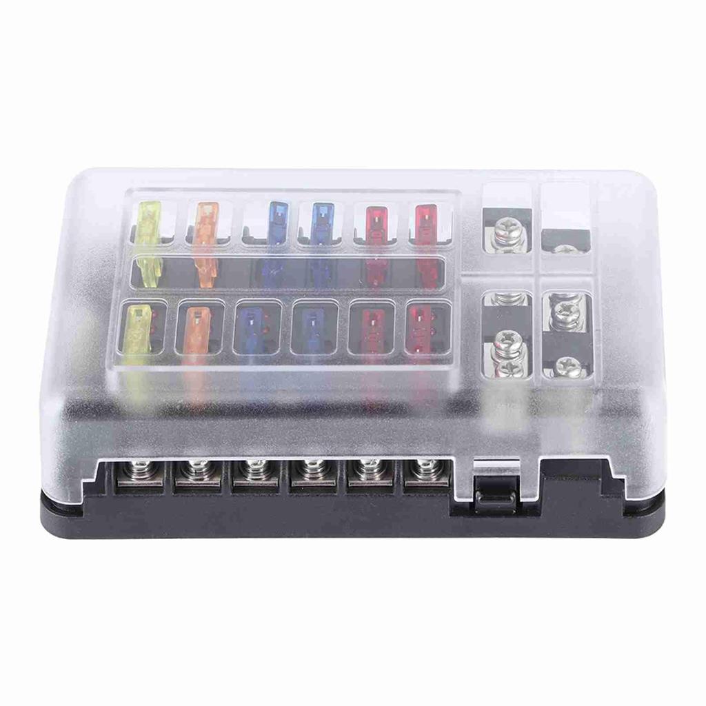 Sicherungskastenhalter mit 12-fach LED-Licht, wasserdicht und staubdicht, geeignet für Auto, Marine, Yacht, ABS-Konstruktion