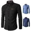 Hemd Einfarbig Langarm Einreiher Vielseitig Slim Fit Revers Hemd Top Streetwear