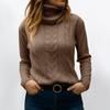 Women's Fashionable Solid Color High Neck Long Sleeved Sweater Pullover Sweater Top