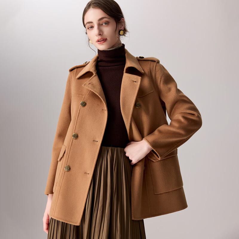 TUHUANG Women s Cashmere Wool Blend Lapel Double-Faced Coat S (155/80A)