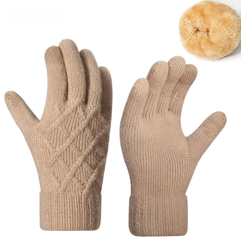 Double-layer Jacquard Gloves Fleece Lined Outdoor Sports Gloves Winter Warm Knitted Gloves