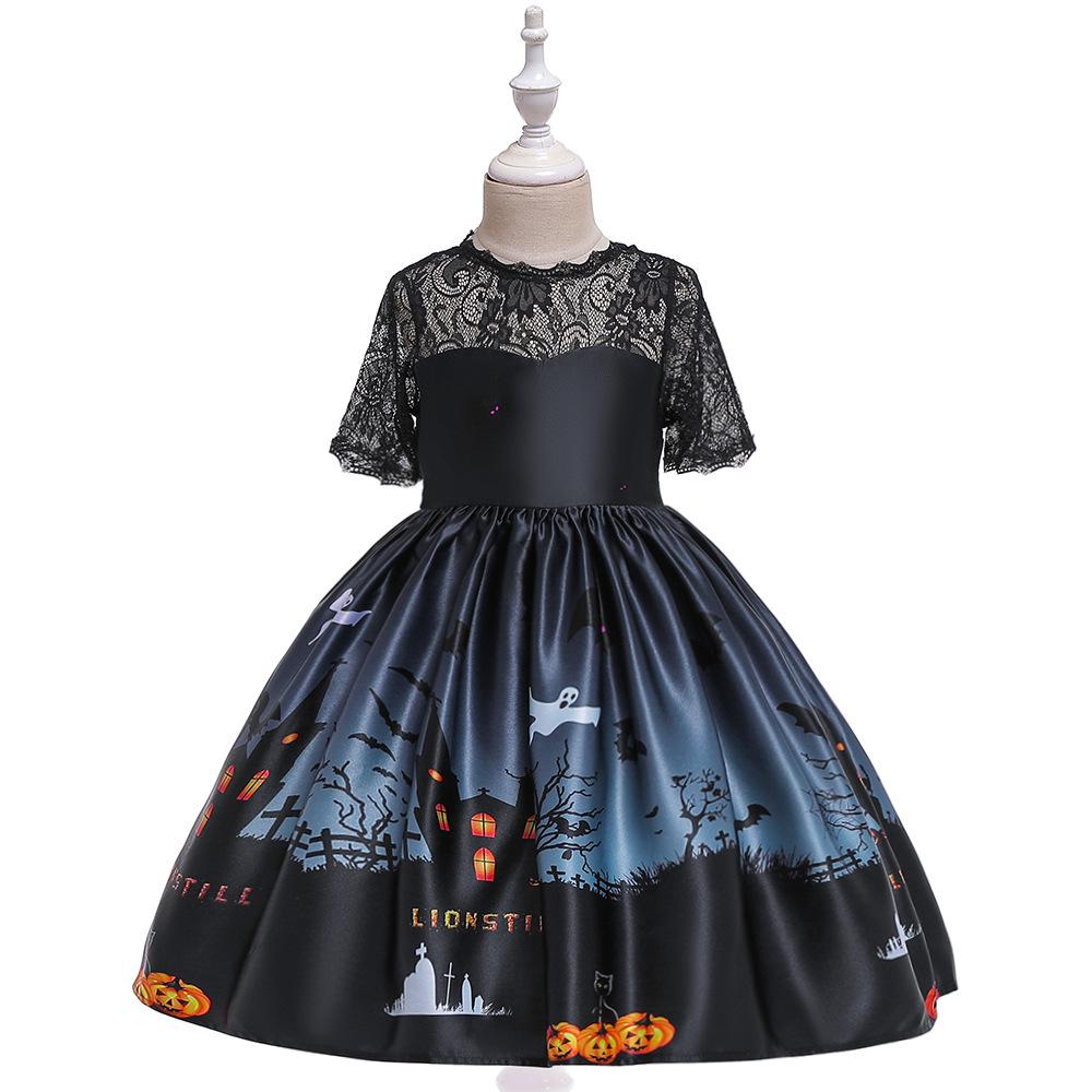 European and American Children's Formal Halloween Pumpkin Witch Cosplay Costume for Girls