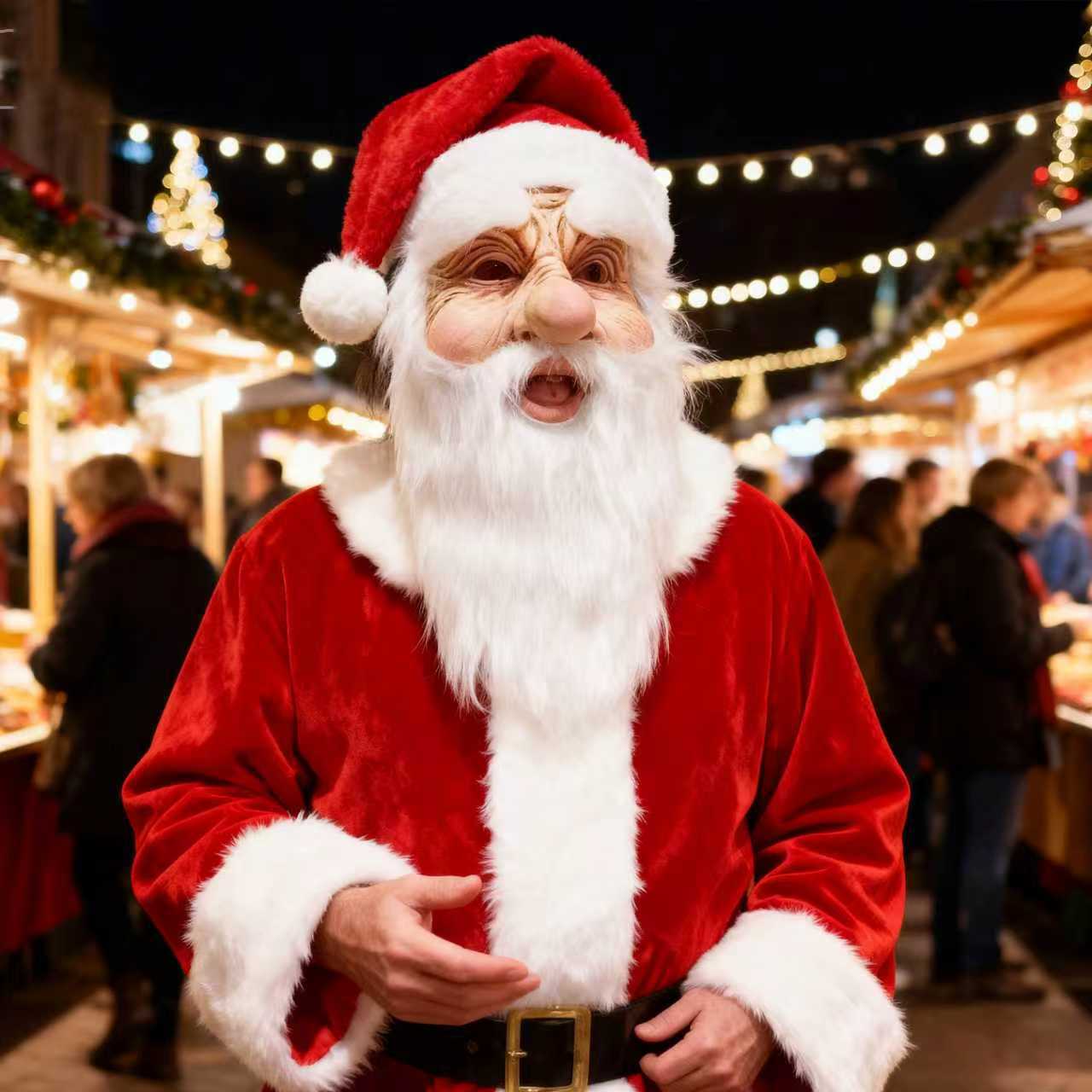 

Santa Claus Mask Latex Santa Claus Party Cosplay Props Christmas White Bearded Old Man Mask