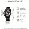Fashionable Casual Sophisticated Business Leather Belt Men's Watch Cross Pendant Necklace Bracelet Set Quartz Movement