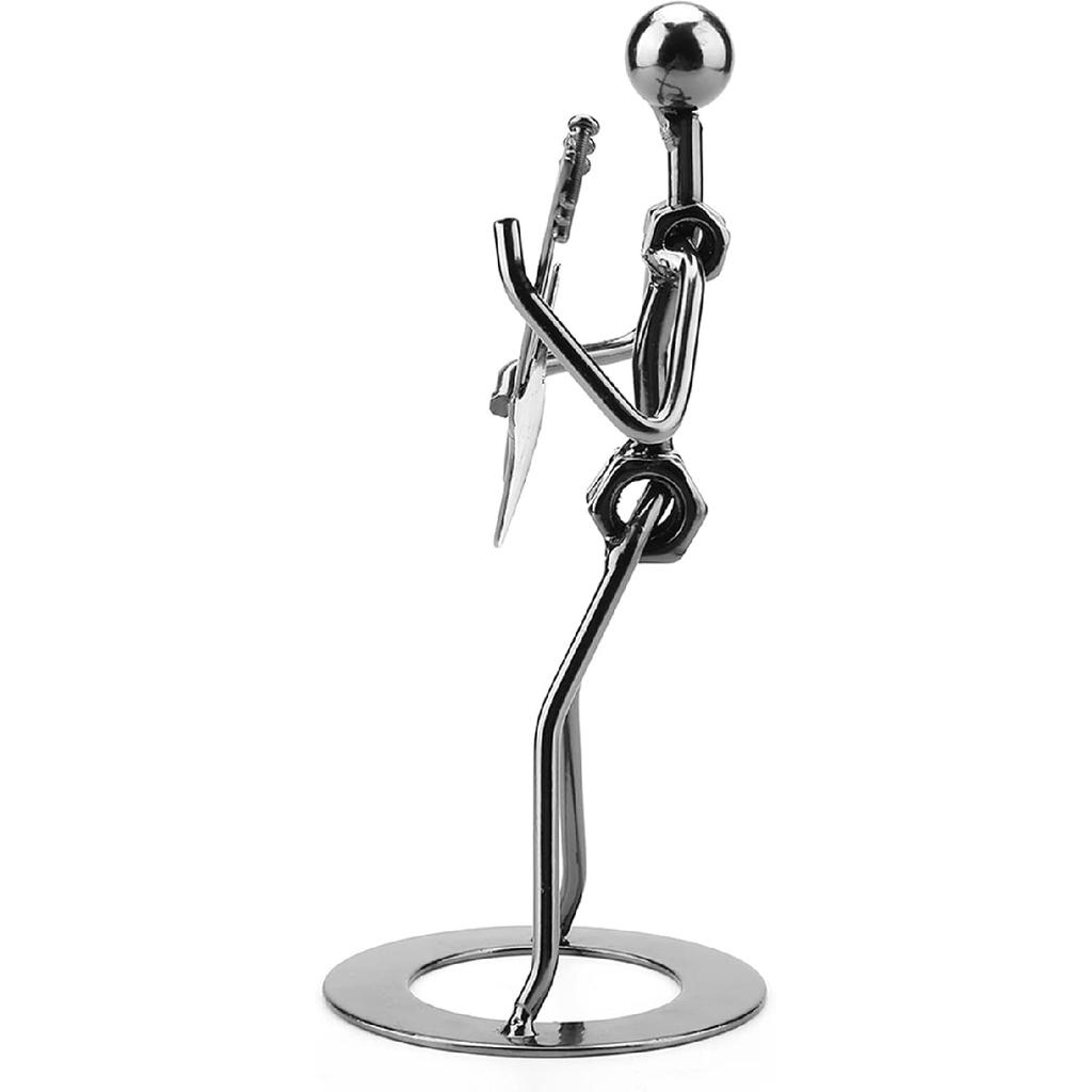 Walfront Metal Musician Guitar Player Statue Musical Instrument Guitar Collectible Figurine Home Cafe Counter Office Book Shelf Decor for Adult