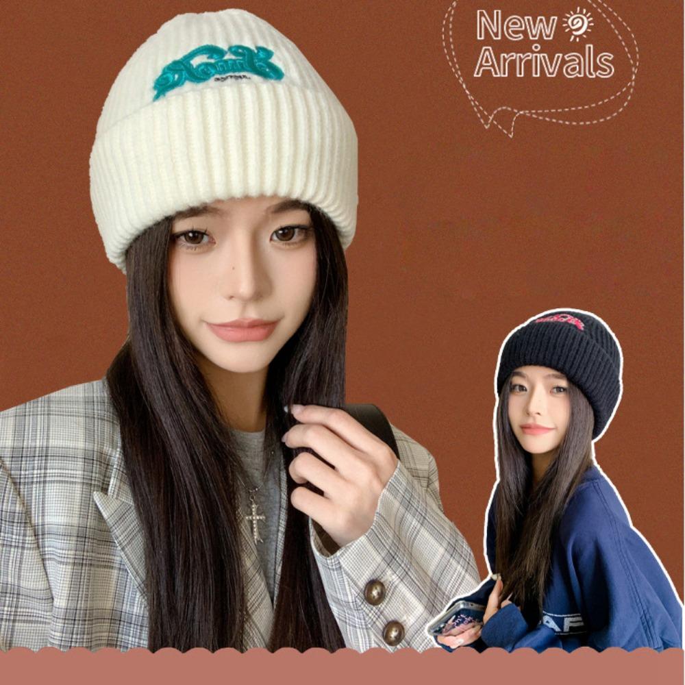 

Сплошная шапка-бини с буквенным принтом, теплая шапка-бини, винтажная вязаная шапка для девочек и мальчиков