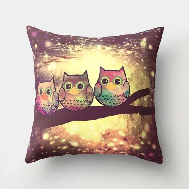 45X45Cm Decorative Sofa Bed Decorative Pillowcase Owl Pattern Polyester Throw Pillow Living Room Cushion Cover
