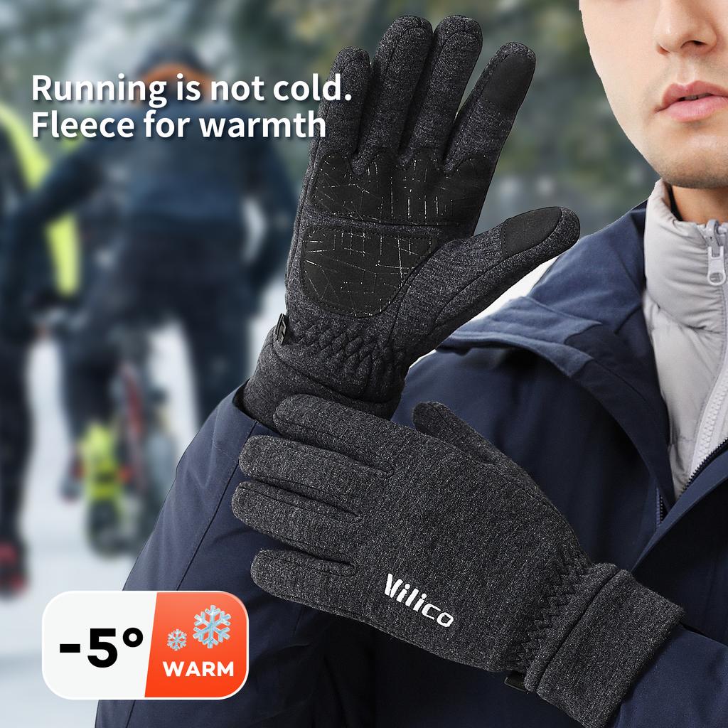 Durable And Safe Unisex Warm Fleece Cycling Gloves Touchscreen Compatible Anti-Slip Bicycle Riding Mitts For Men And Women Mountain Hiking