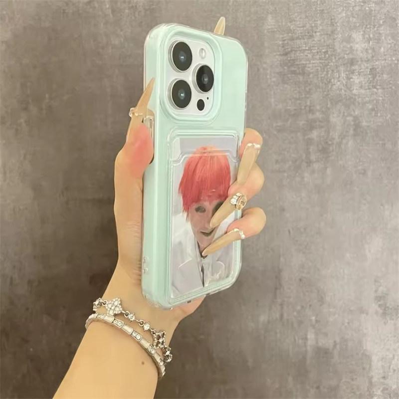 Candy Transparent Soft Silicone+PC Card Slot Case For iPhone 17 Air 16E 15 14 13 12 11 Pro Max Luxury Jelly Wallet Bumper Cover