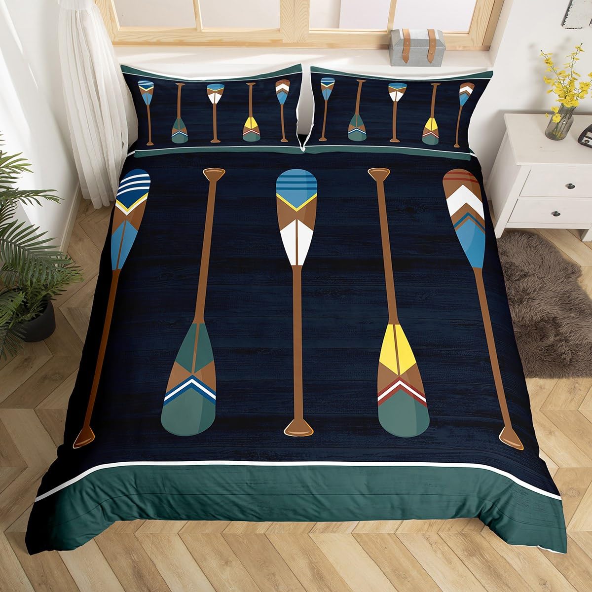 

Comforter Lake Paddle For Teens Adults Lightweight S Lake House Decor Rustic Farmhouse No Quilt Comforter (quilt)-EU Single(135*200cm)3pcs