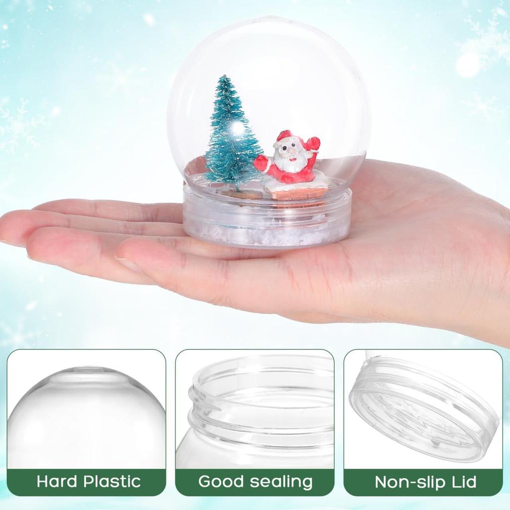 Amosfun 10pcs Mini Clear Plastic Water Globes with Screw Off Cap - Reusable and Fillable Empty Snow Globe for Making Props DIY Crafts 2.75 X 2.36