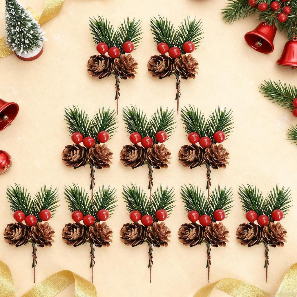 Christmas Picks For Tree 10 Pieces Artificial Holiday Decoration Christmas Tree Branches For Wedding Setup Greeting Cards Party