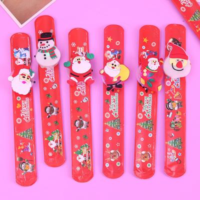 Led Light Christmas Glowing Dazzling Toy Slap Circle Bracelet Wrist Band Snowman Santa Claus Cartoon