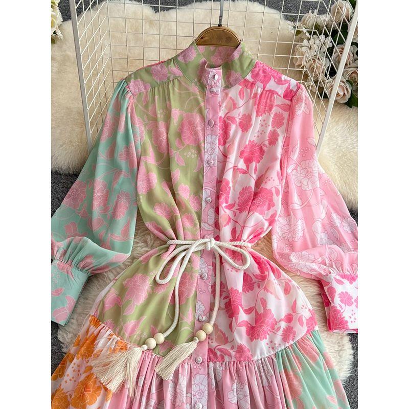 Accessible Luxury Fashion Lantern Long Sleeve Dress Print Shirt