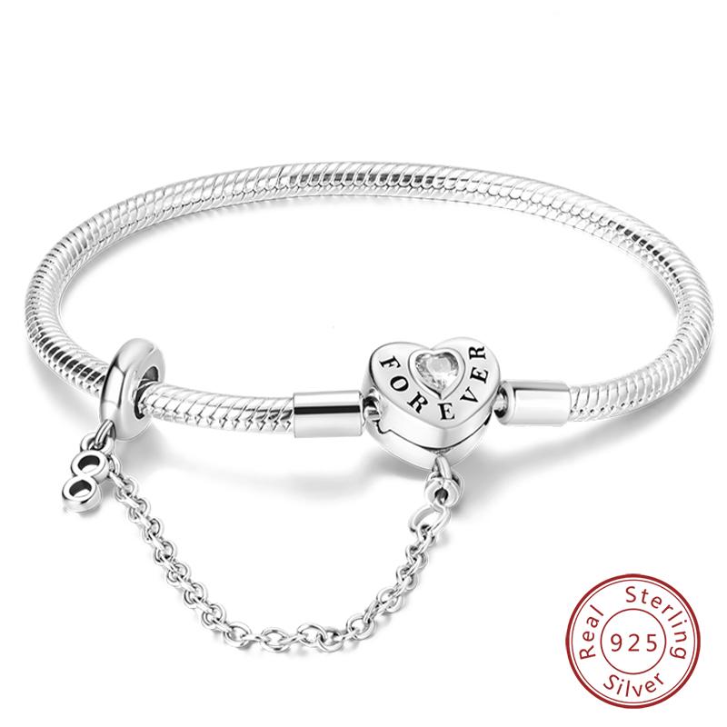 925 Silver Forever Love Peach Heart Bracelets Star Moon Airplane Earth Bracelets For Women Fit DIY Charms Party Jewelry