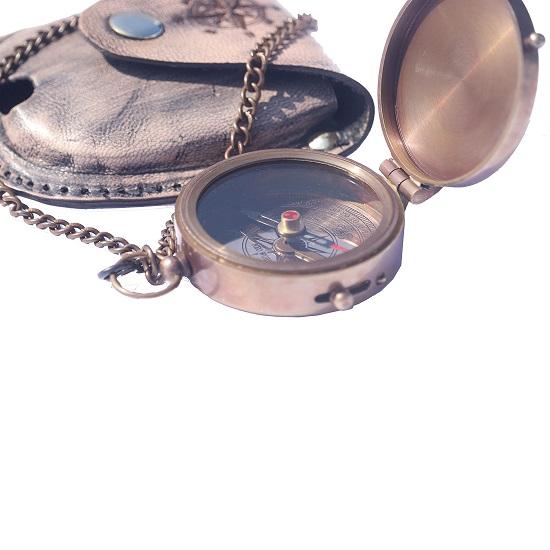 Brass Engrved Compass for Men, Pocket Compass with Leather Case, Handmade Religious Gift Idea for Graduation, Communion, Baptism (to My Son, Love Dad)