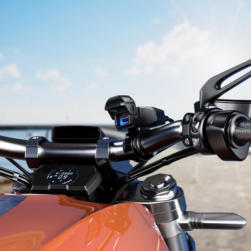 Motorcycle Type-C Port SAE To USB-C Adapter DC9-24V Fast-Charging Adapter Power Outlet for Cellphone Tablets