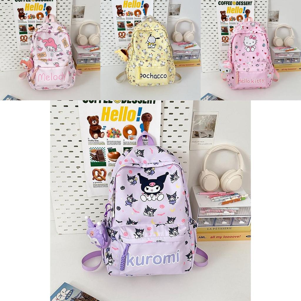 Hello Kitty Kids Backpack With Letter Cartoon Print For School And Daily Use