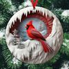 Red Bird Car Charm Wooden Red Birds For Christmas Tree Decorations 2D Red Bird Wooden Ornament For Christmas Tree Winter Holiday