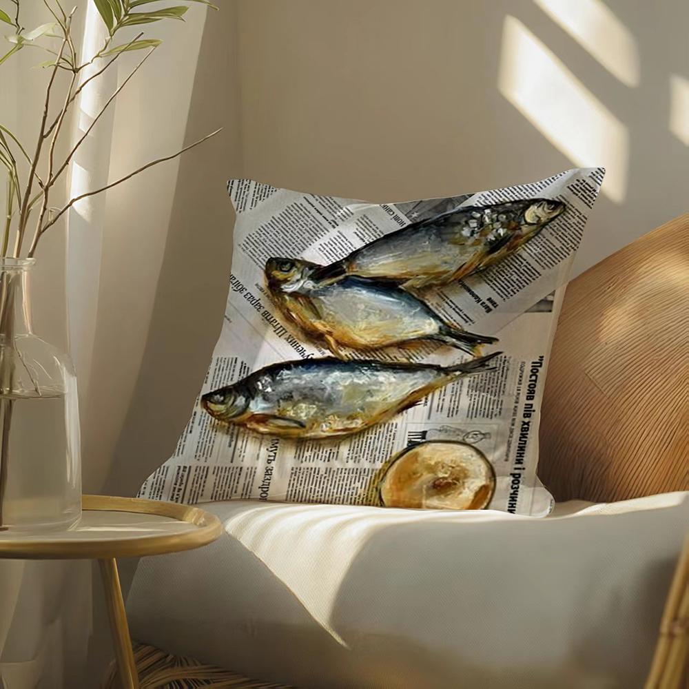 Colorful Sardine Lobster Pillow Case Pattern Printed Pillowcase for Living Room Sofa Cushion Cover  Bedroom Decor