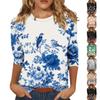 Damen 3/4-Ärmel Shirts Grafik-T-Shirts Shirts Lässige Basic-Tops Pullover