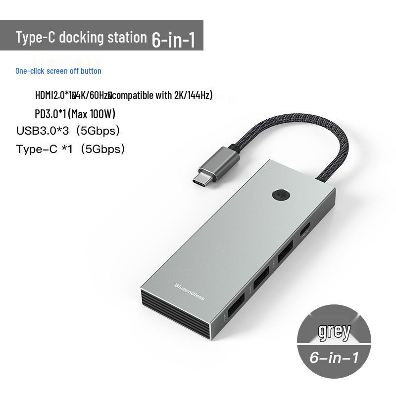 One-Click 4K60Hz Type-C Docking Station with Gigabit Ethernet, USB 3.0 Hub, and Laptop Expansion