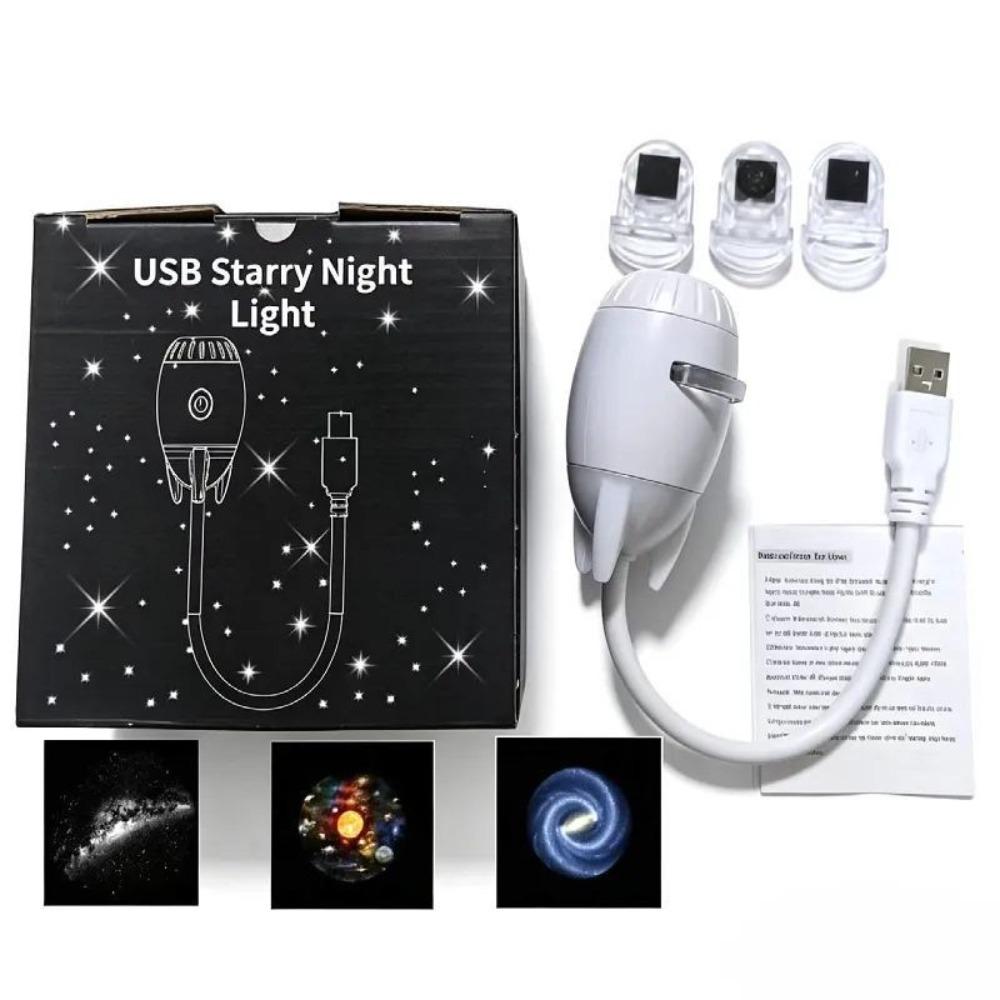 360° Rotation Starry Sky Projection Night Light Home Atmosphere Machine+3 Slide