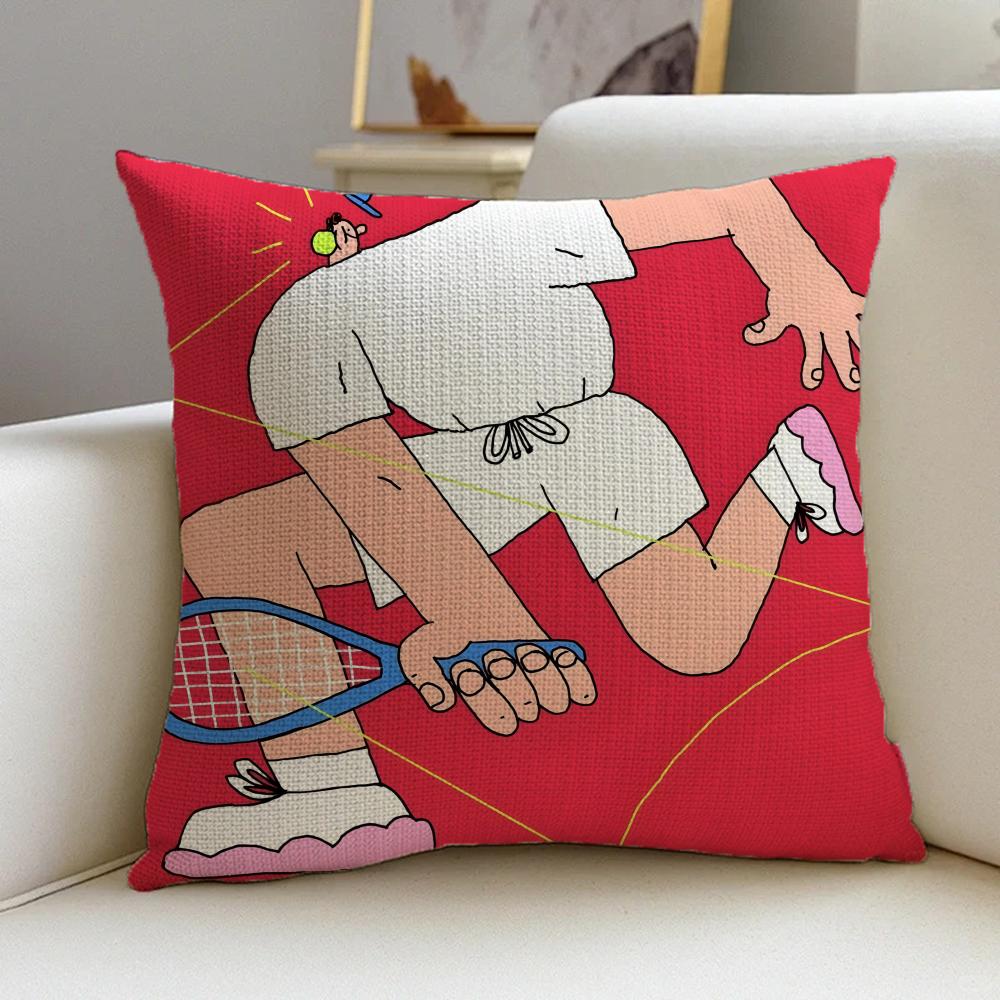 L-Lukas Eglinskas Cushion Cover Cushion Cover Pillowcase, Anti-Mite Invisible Zipper, Linen Sofa Cushion