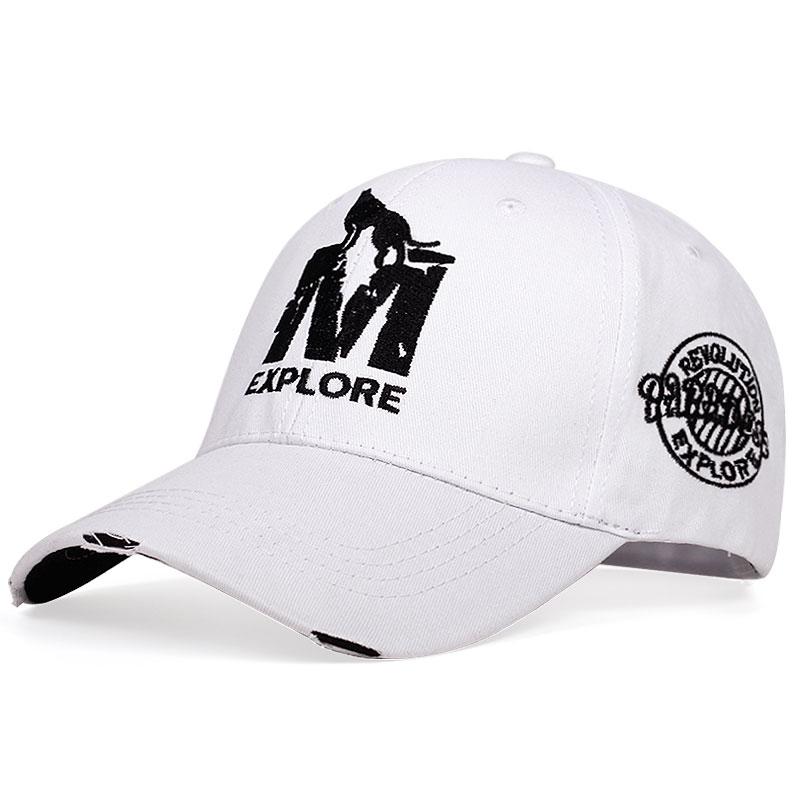 Herren EXPLORE M Wolf Bestickte Baseballkappe Modische Outdoor Freizeit Hip-Hop Kappen Verstellbare LKW-Fahrer Mütze Anglerhüte