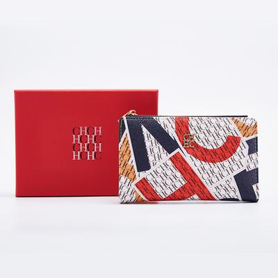 CHCH-Damen Cartoon Druck Lange Geldbörse Retro Klassische Geldbörse PVC Material Mode Schlicht Große Kapazität Taschen