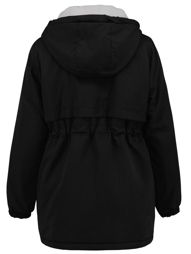 Women's 2024 Hooded Fur-Lined Windbreaker: Autumn/Winter Warm Zipper Jacket