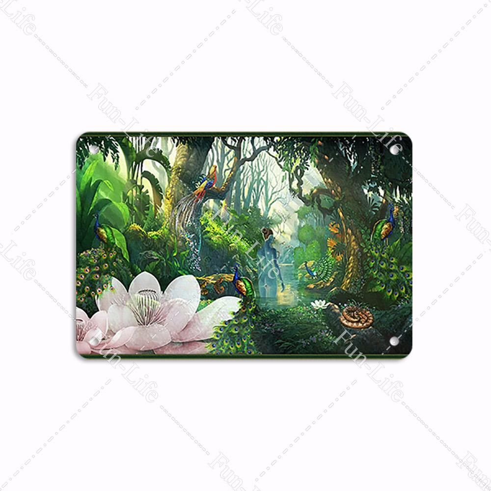 Forest Plate Poster Bird Vintage Home Decor Colorful Tree Retro Metal Tin Signs Pub Car Garage Wall Art Home Decor 20x30cm