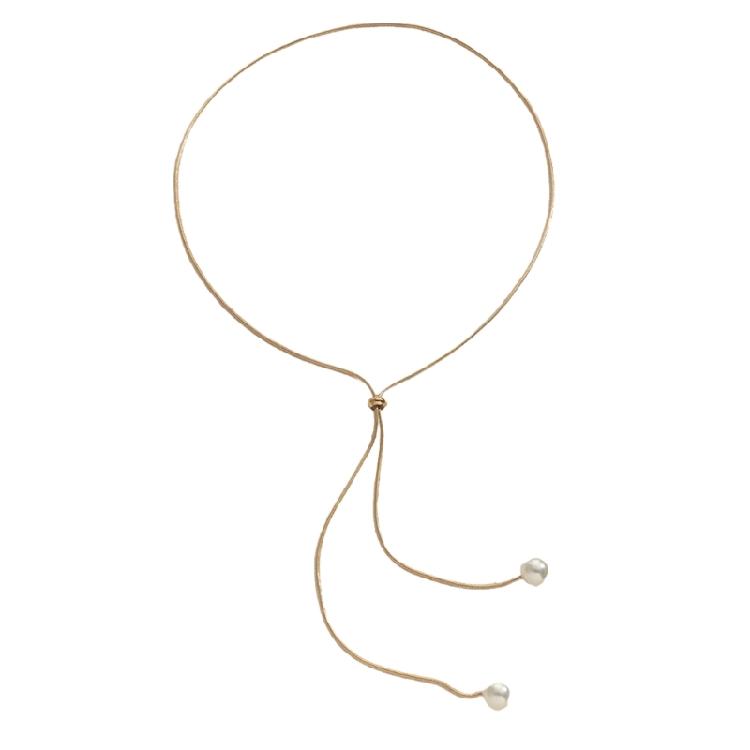 

Trendy Pearls Long Tassels Necklace Adjustable Chain Pearls Pendant Necklace Accessory for a Graceful Feminine Look золотий