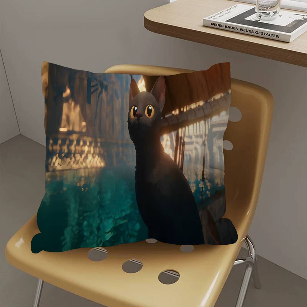 Movie F-Flow Cat Pillow Covers Cartoon Sofa Decorative Home Double-Sided Printing Short Plush Cute Cushion Cover