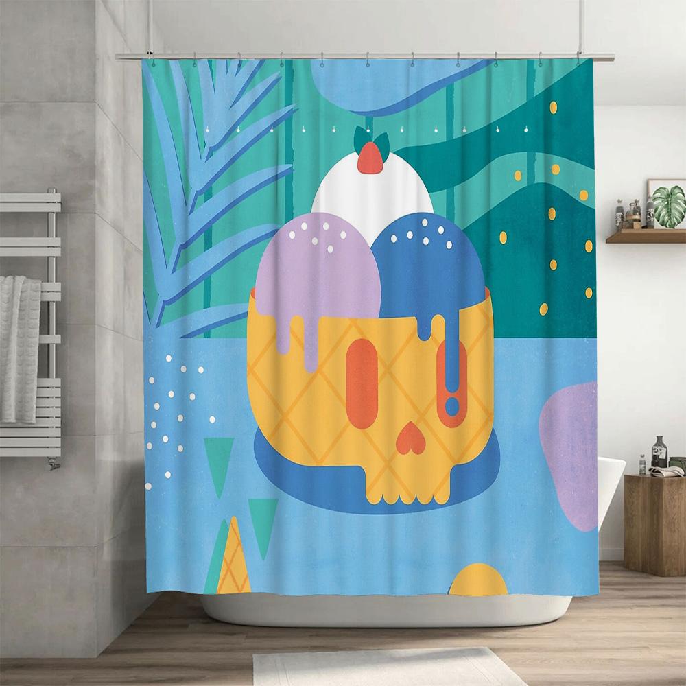 Spooky Skull Shower Curtain Gothic Halloween Decor Dark Art Tapestry Bathroom Set Vintage Horror Home Decoration Unique Gift