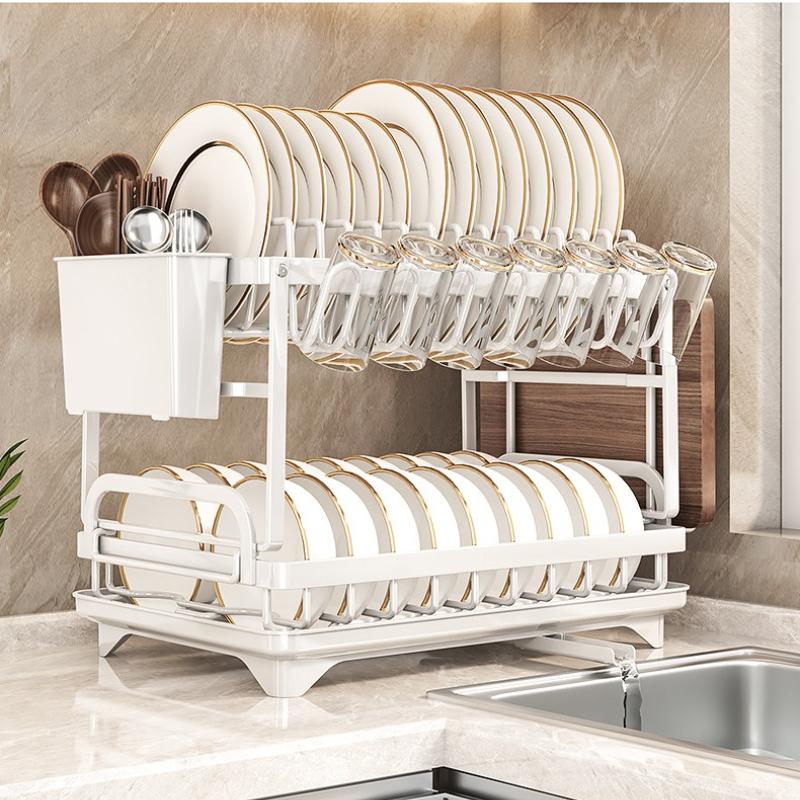 Сушилка для посуды Компактная кухонная сушилка для посуды с сушилкой для посуды Большая нержавеющая сушилка для посуды с держателем для столовых приборов белый 10990₽