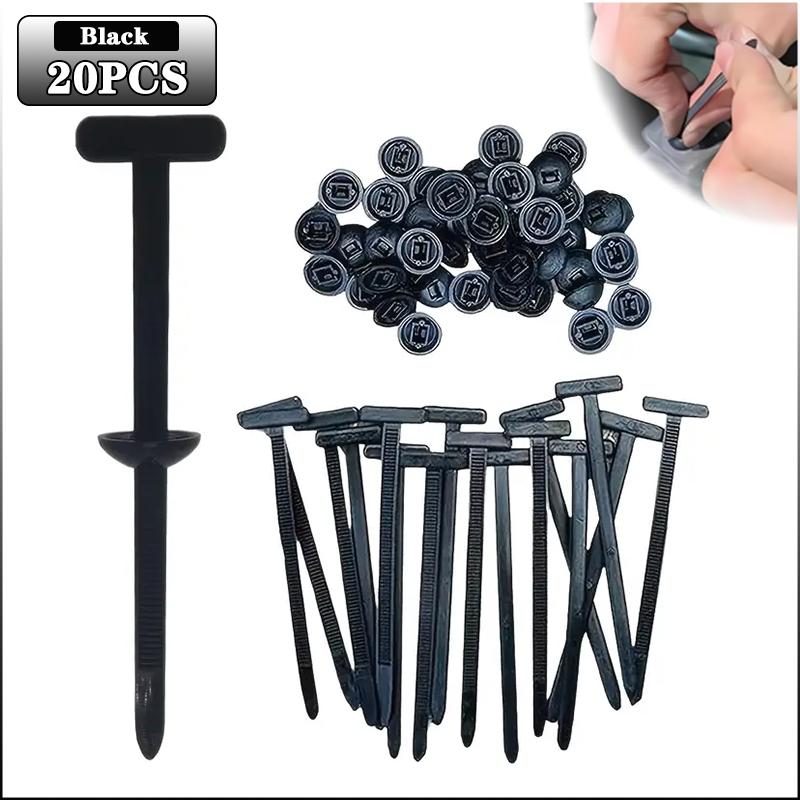 20-200PCS Heavy Duty Nylon Cable Tie Buckle with Pin Button Universal Zip Ties for Car Fender Engine Guard Trunk Lining Repair