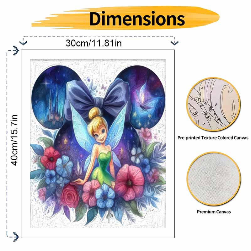 Disney DIY Oil Painting Kits Tinkerbell Floral Hand Painting Home Decor Craft Gift Ideas For Bedroom Wall Art Decor Canvas Paintings