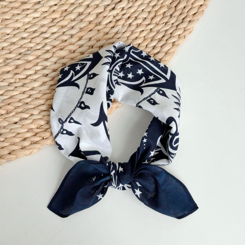 Quadratisches Tuch aus reiner Baumwolle Imitation Blaudruck Baumwoll-Taschentuch Kleines Seidentuch Retro Ethno Stil Schal Sommer Atmungsaktives Halstuch