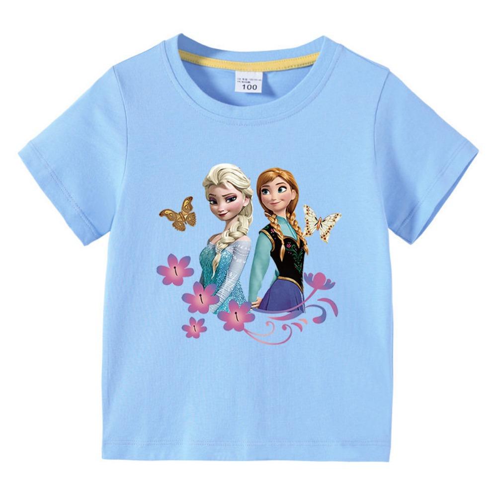 Children's T-shirt Frozen Princess Print Pure Cotton Breathable Parent-child Outfit Fashionable Cool Top 2026 Summer New Item